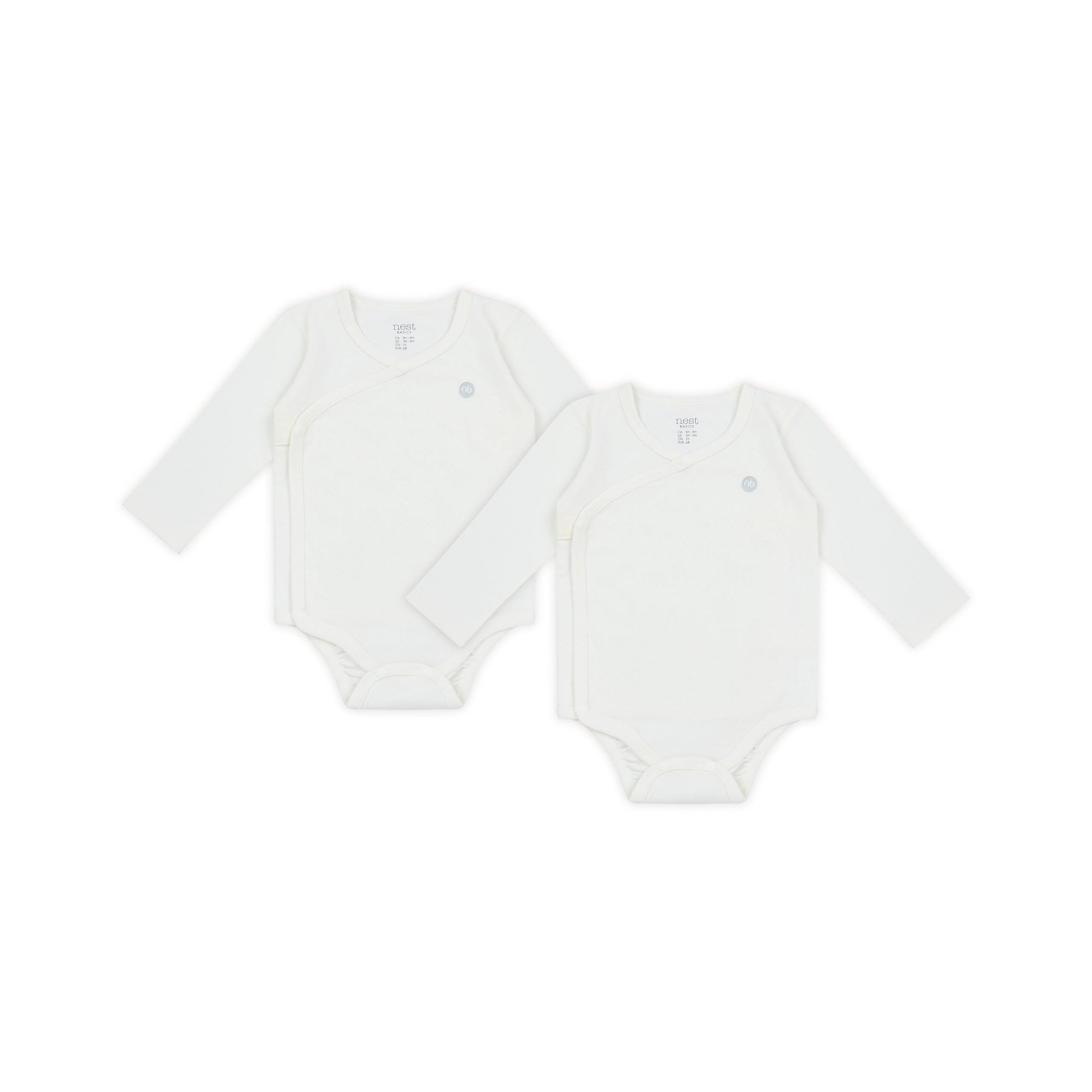 Basics Kimono Ribbed Long Sleeve Onesie (2 Pack)