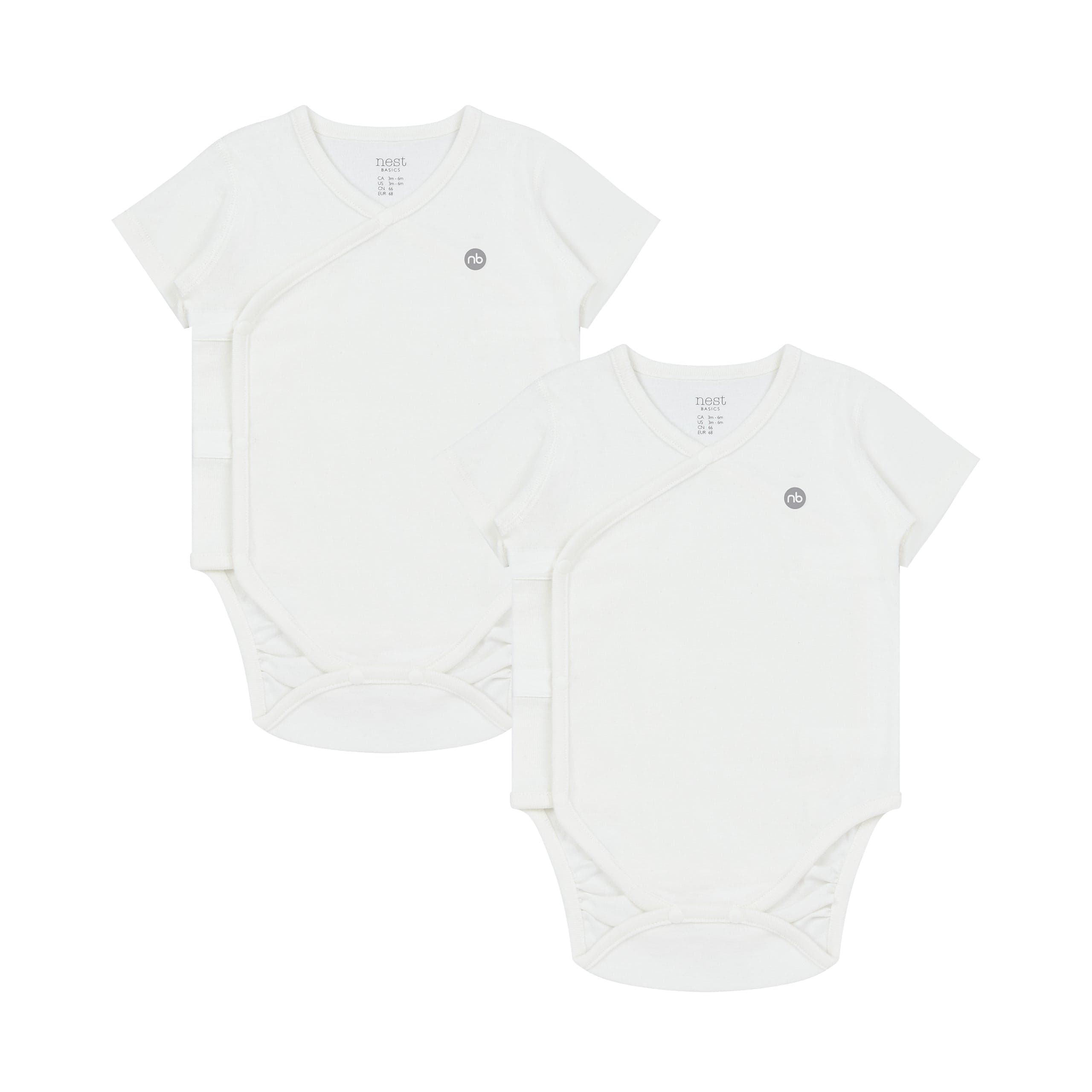 Organic Cotton Basics Kimono Ribbed Short Sleeve Onesie (2 Pack)