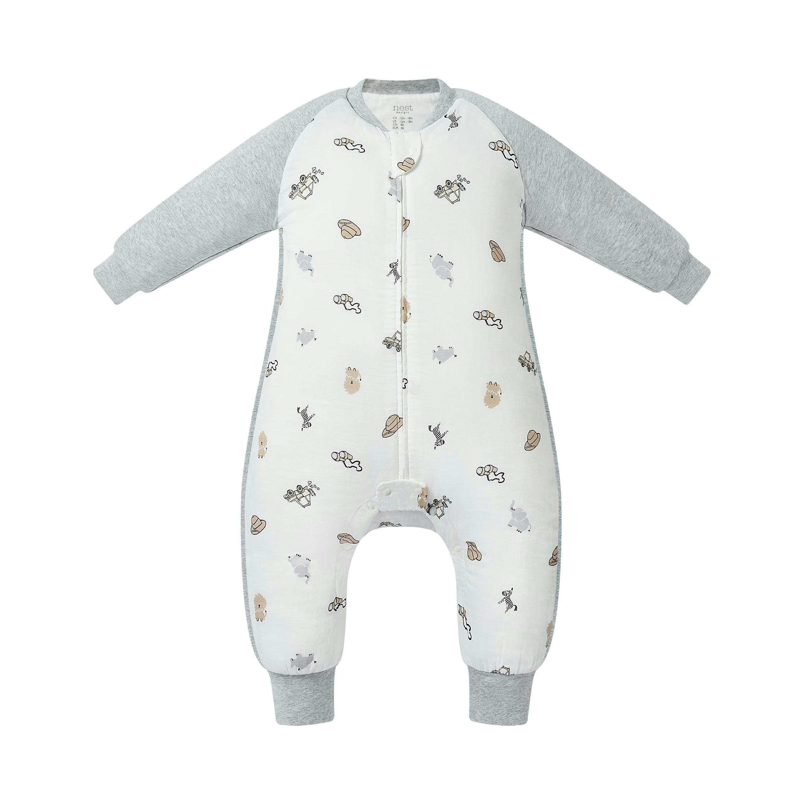 Bamboo Muslin Raglan Long Sleeve Footed Sleep Bag | 2.5 TOG