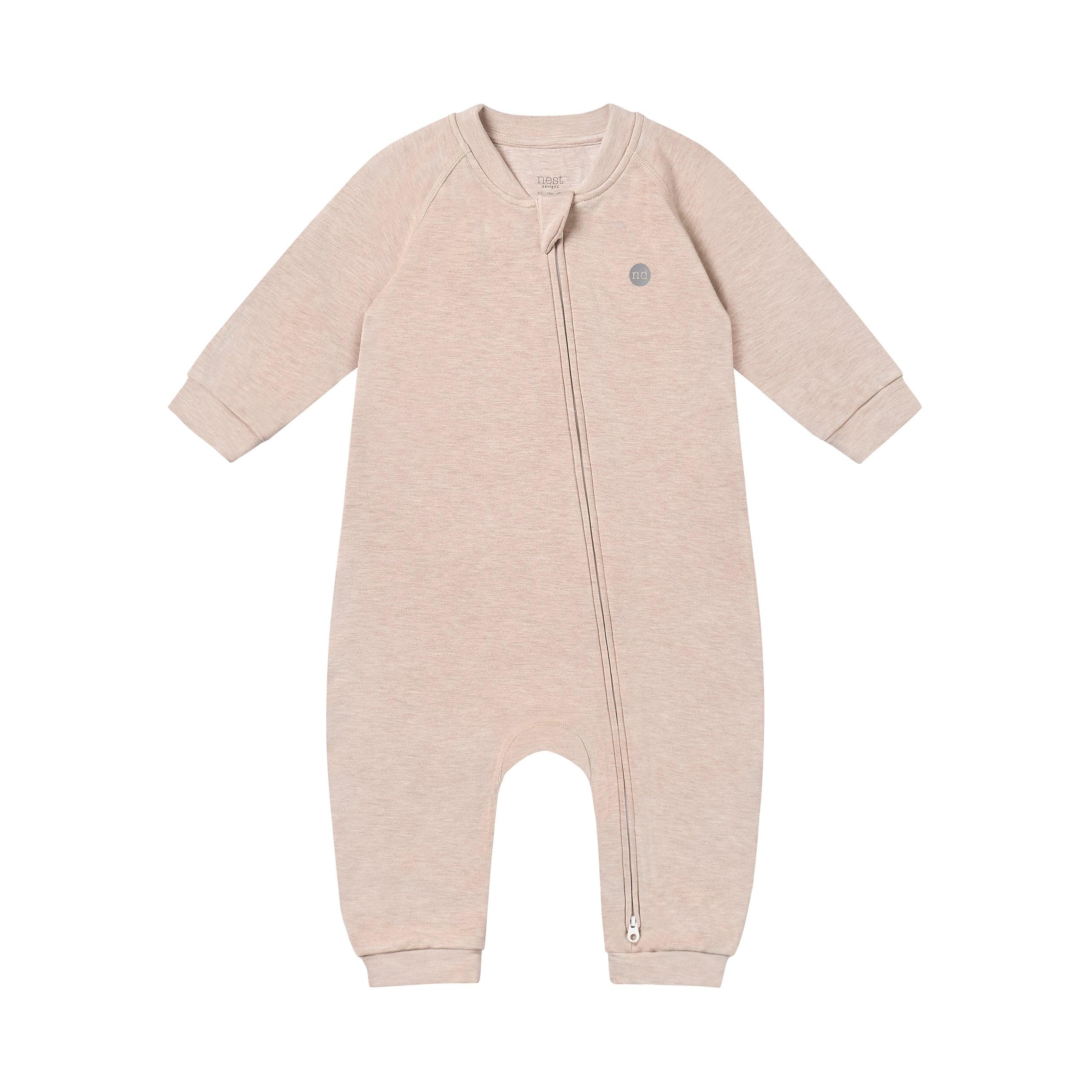 Bamboo Cotton Basics Long Sleeve Slant Opening Romper