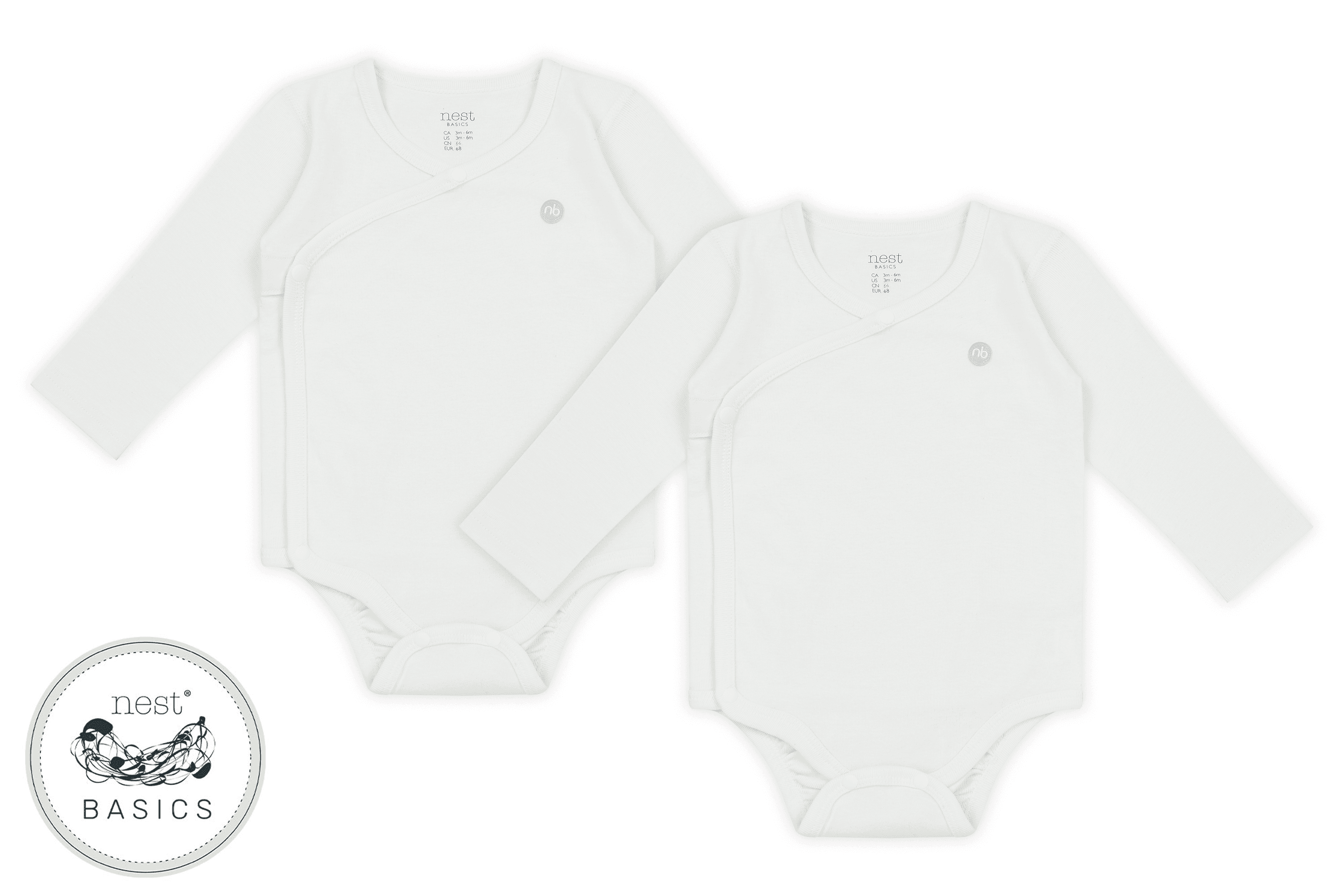 Organic Cotton Basics Kimono Ribbed Long Sleeve Onesie (2 Pack)