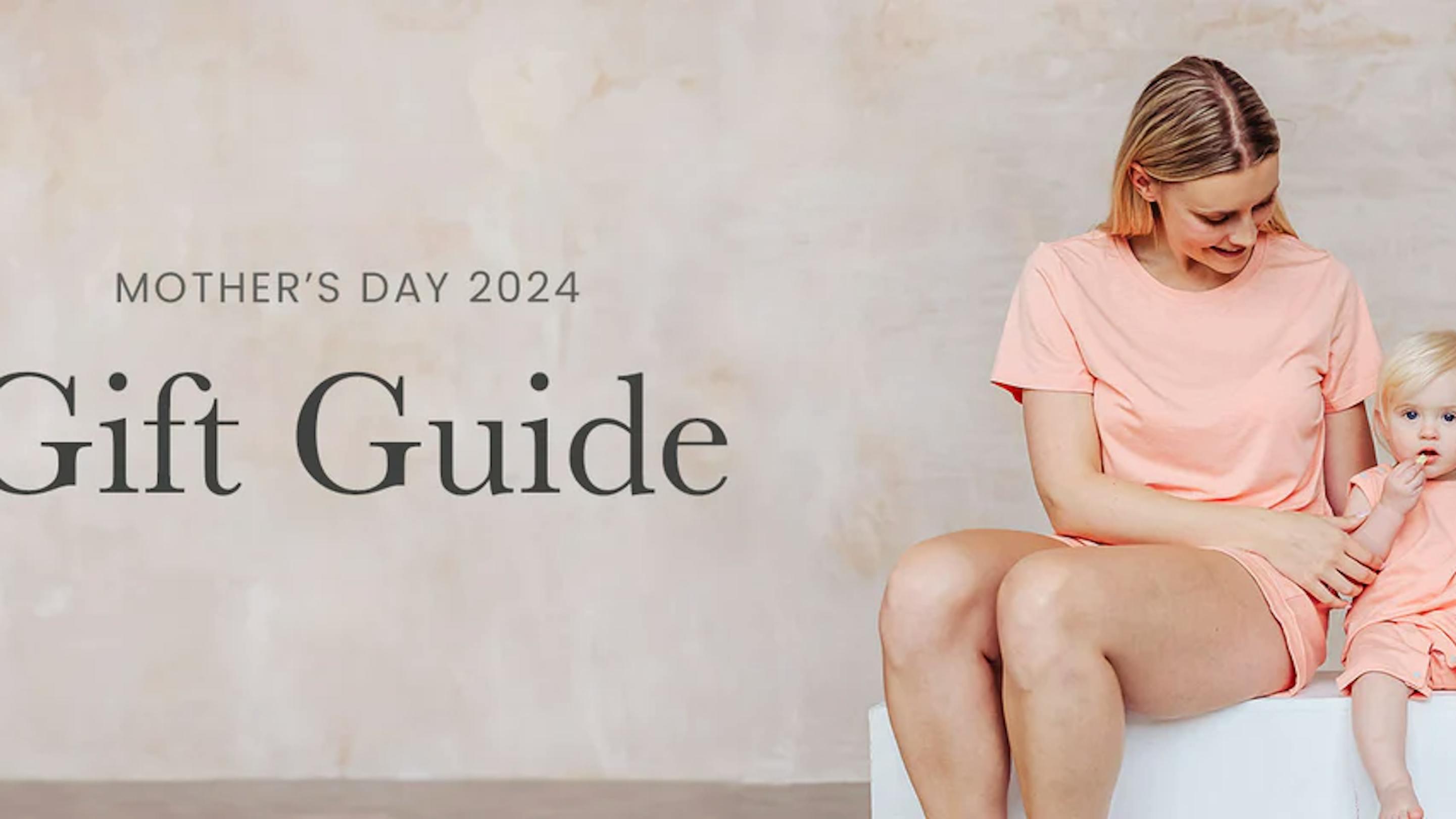 A mother and child sitting alongside the words Mothers Day 2024 Gift Guide