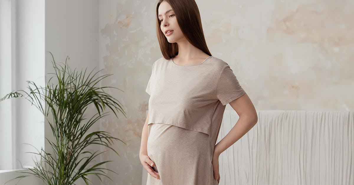 Expecting mom in our Nest Bump short sleeve nursing top