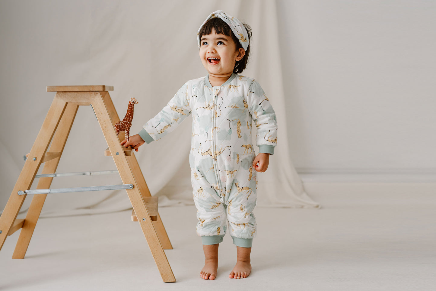 Quilted Long Sleeve Romper (Bamboo Jersey) - Cheetah Party – Nest Designs