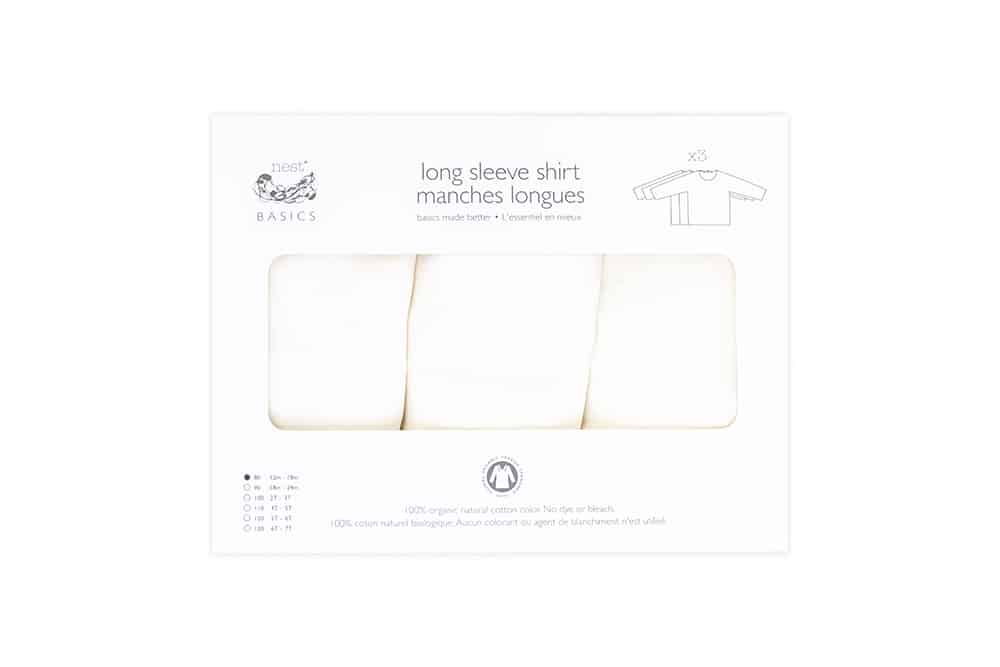 Basics Long Sleeve T-Shirt (Organic Cotton, 3 Pack) - White – Nest