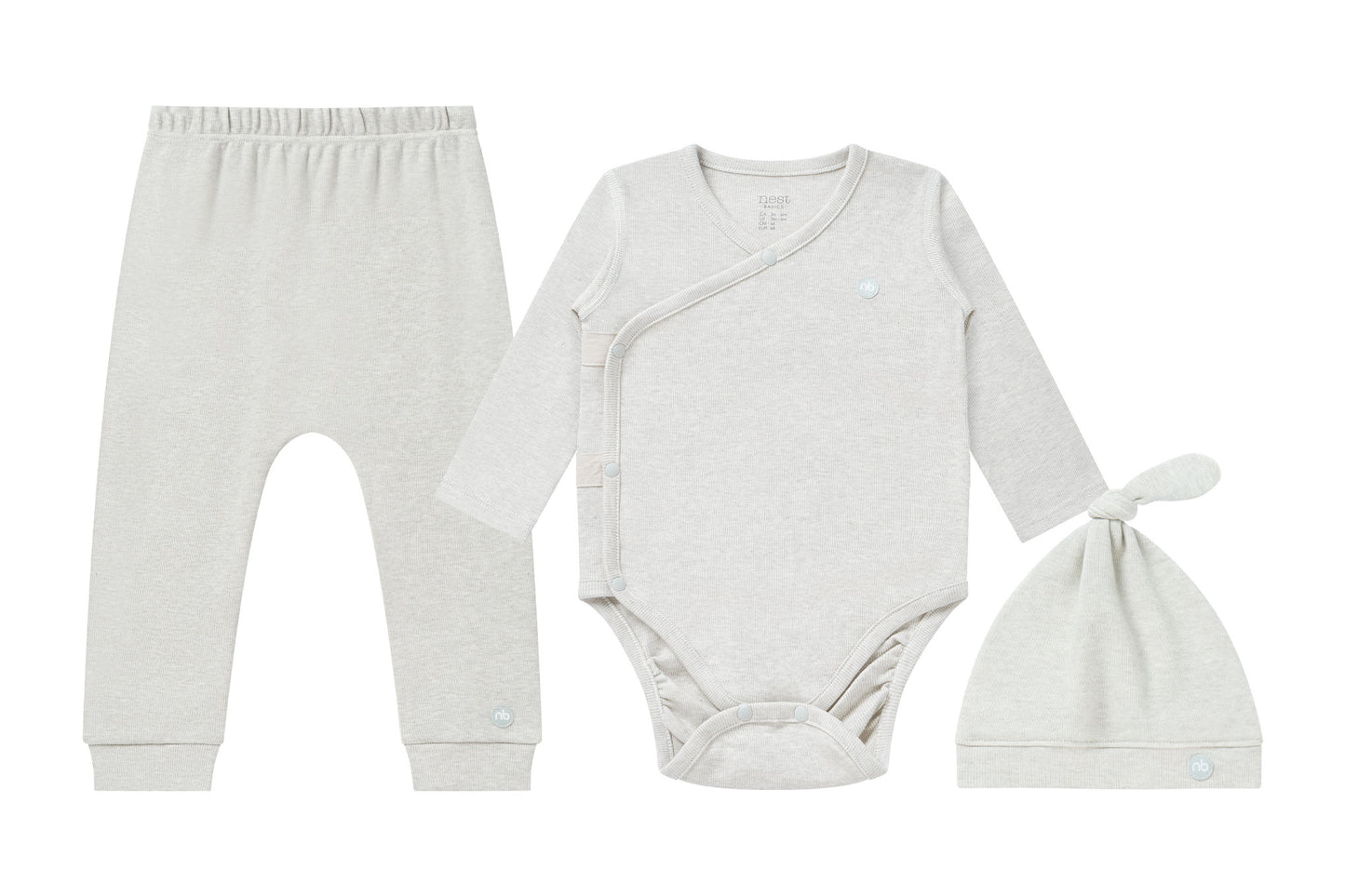Basics 3 Piece Baby Gift Set (Organic Cotton) - Light Grey – Nest
