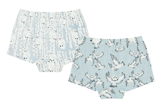 Girls Boy Short Underwear (Bamboo, 2 Pack) - Owls – Nest Designs